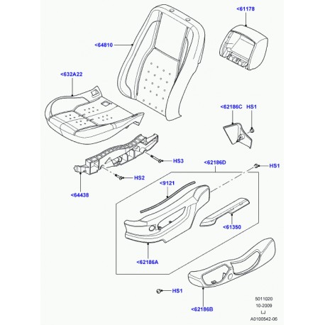 HJR500021PVA REVESTIMIENTO COJIN DE ASIENTO Land Rover original