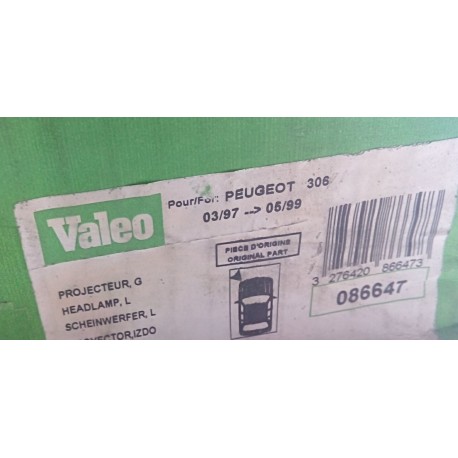 VALEO 086647 FARO IZQUIERDO PEUGEOT 306 97'-99'