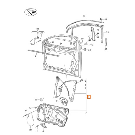 WINDOW REGULATOR WITHOUT MOTOR 3C1837461H