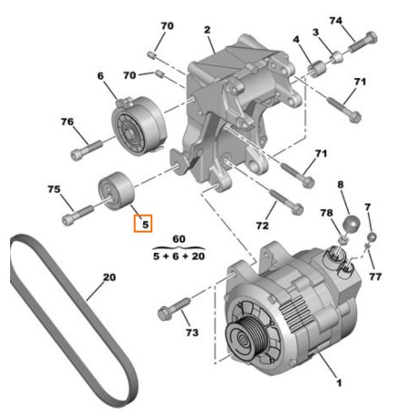 575129 Rouleau de tendeur d'origine Citroen Peugeot