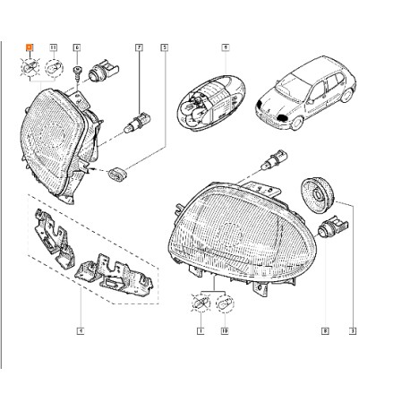 086982 Faro Valeo Original Renault Clio II 98 'à droite