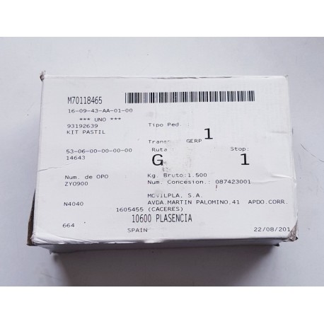 1605455 set pastillas de freno original opel 93192639